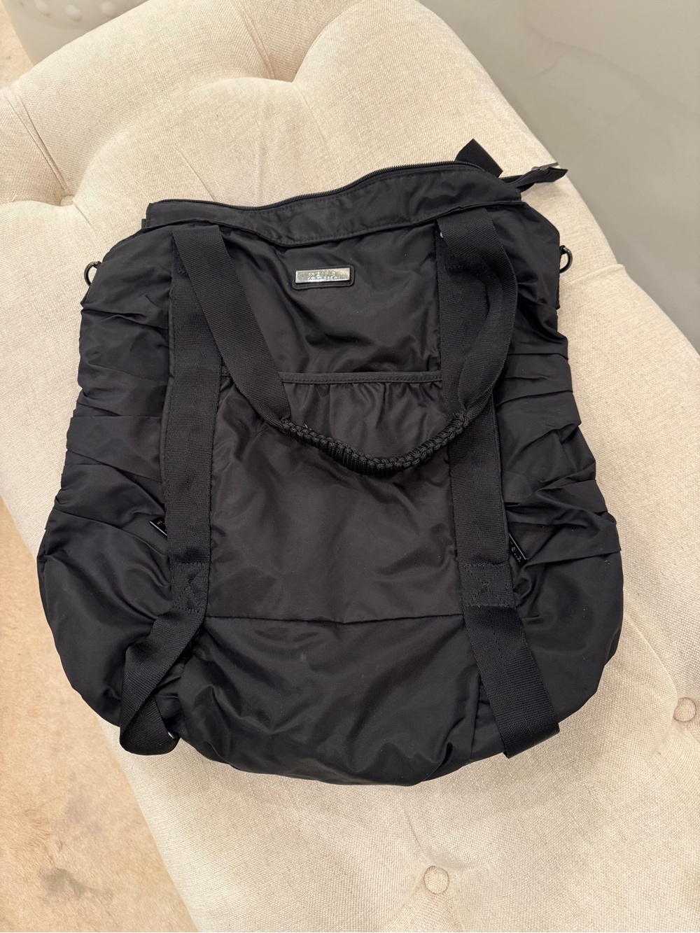 Zella Ruched Black Nylon Gym or Travel Tote